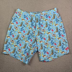 Robert Graham Shorts Mens 36 Blue Pineapple Beach Pool Swim Surf Board Hybrid